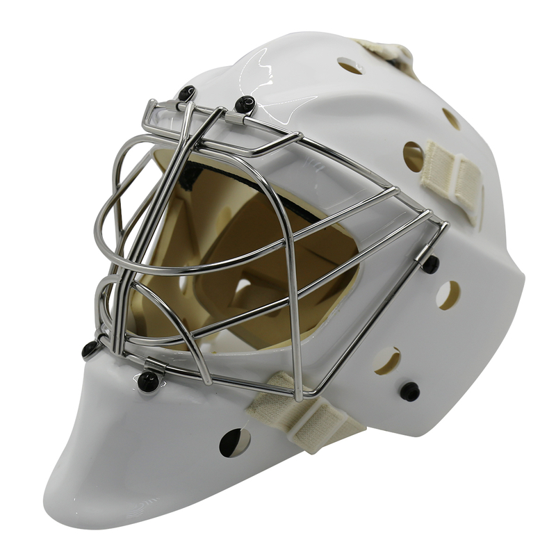 Белый стальной защитный защитный хоккейный вратарский шлем